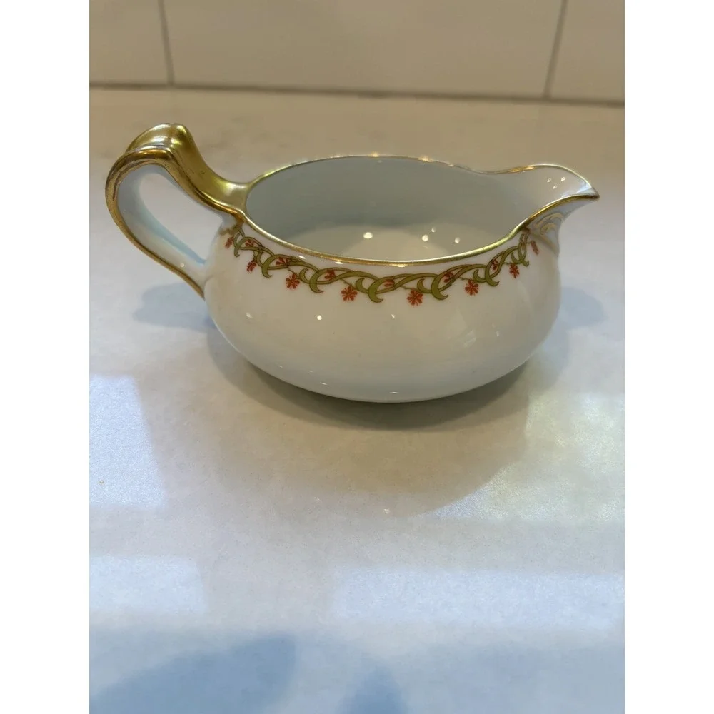 Haviland Schleiger 101 Green And Red Floral Scroll Creamer